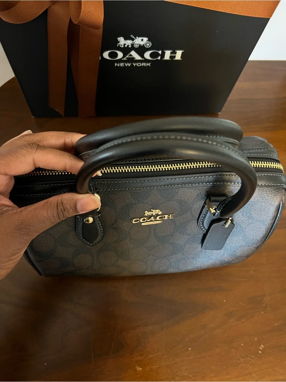 Authentic Coach Rowan Satchel with Gold Hardware (Regular/Medium Size)